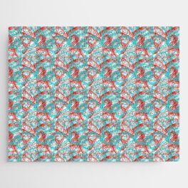 Abstract red and turquoise brush strokes Jigsaw Puzzle