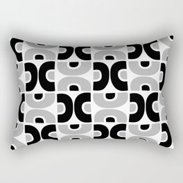 Funky Mid Century Modern Pattern 594 Winter Gray and Black Rectangular Pillow