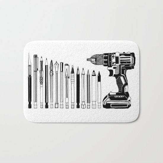 Art Power Tools Drill Bit Set Doodle Bath Mat