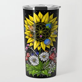Hippie Sunflower Sacred Geometry Travel Mug