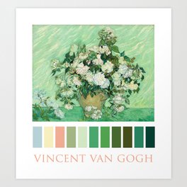 Roses, Vincent van Gogh, Color Palette with Text Art Print