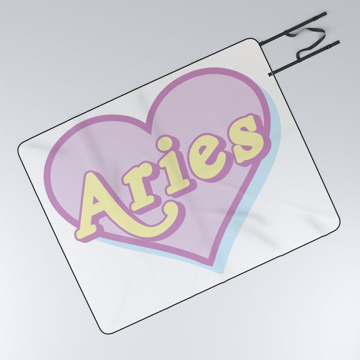Aries Love Heart Design. Digital Illustration Picnic Blanket