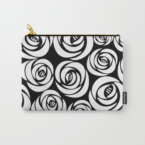 black background with white flowers Carry-All Pouch