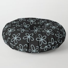 Black and Blue Minimal Flower Pattern Pairs Farrow & Ball 2022 Popular Color Stone Blue 86 Floor Pillow