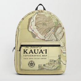 The Island of Kauai [vintage inspired] Topographic Map Backpack