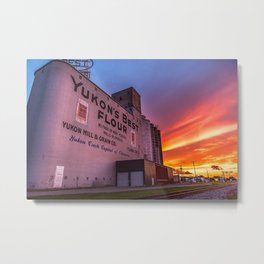 Yukon's Best - Grain Elevator at Sunset Along Route 66 in Yukon Oklahoma Metal Print