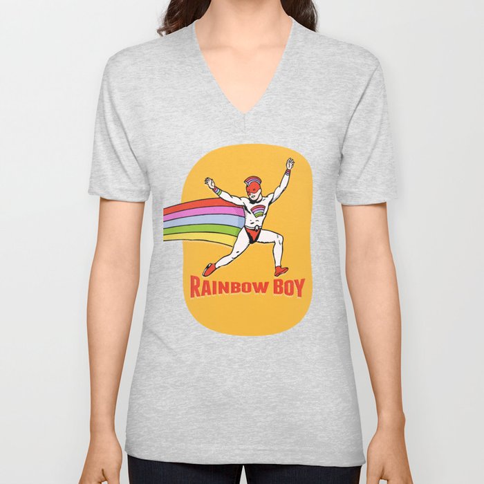 Rainbow Boy  V Neck T Shirt
