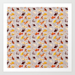 Silver Koi Fish Goldfish pattern Art Print