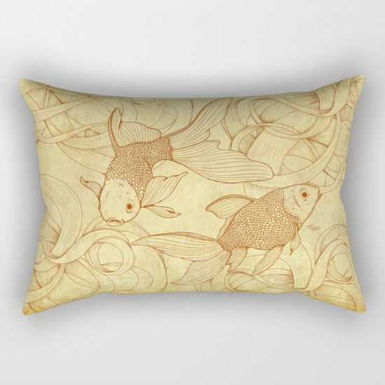 Vintage Goldfishes Rectangular Pillow
