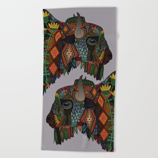 bison heather Beach Towel