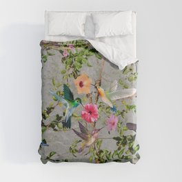Granny's Harmonious Hummingbirds And Hibiscus Duvet Cover