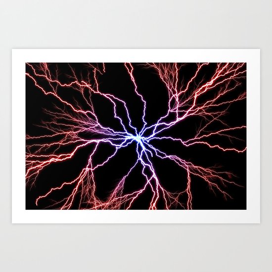 Electrical Lightning Discharge Blue to Red Art Print