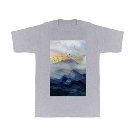Mountain Sunrise T Shirt | Peak, Purple, Sky, Fog, Painting, Mountains, Landscape, Art, Summer, Mountain 