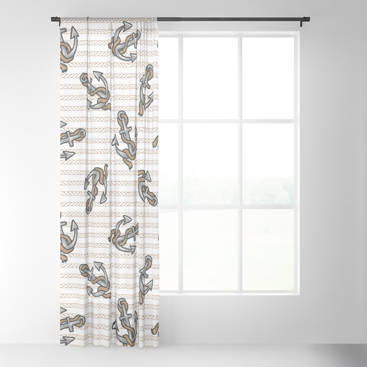 Cute Scattered Anchor With Rope Cartoon Seamless Pattern Sheer