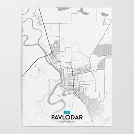 Pavlodar, Kazakhstan - Light City Map Poster