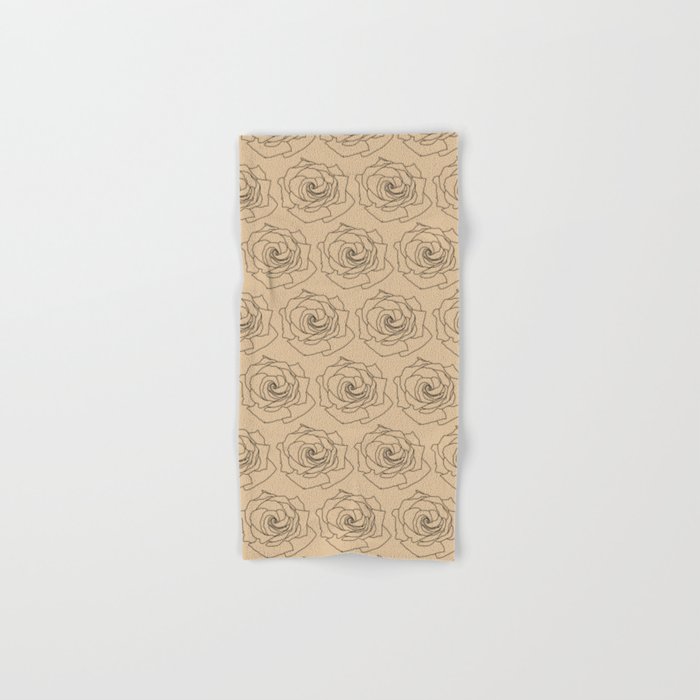 Minimalist Rose Design Tan and Black Hand Bath Towel by Courtney