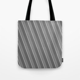 [ Thumbnail: Dark Grey & Dim Grey Colored Lines Pattern Tote Bag ]