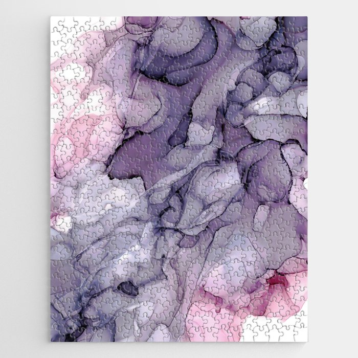 Periwinkle Rose Abstract 31922 Alcohol Ink Painting by Herzart Jigsaw Puzzle
