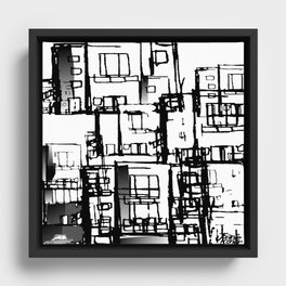 Black & Gray Fire Escapes Framed Canvas