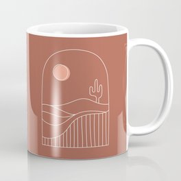 Window Desert Coffee Mug | Illustration, Linedrawing, Brickred, Lineart, Minimal, Rustcolor, Elegant, Simplicity, Cactus, Minimalist 