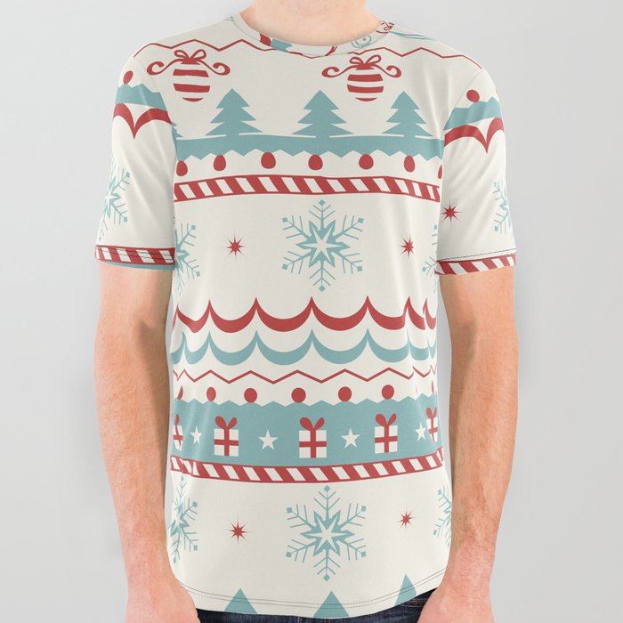 Knitted Christmas Pattern 2 All Over Graphic Tee