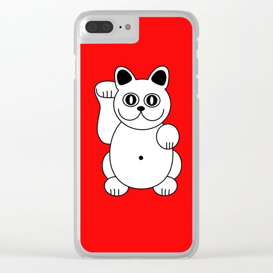 White Cat, Good Luck Cat, Pop Art, Illustration Clear iPhone Case