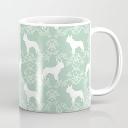 French Bulldog floral minimal mint and white pet silhouette frenchie pattern Mug