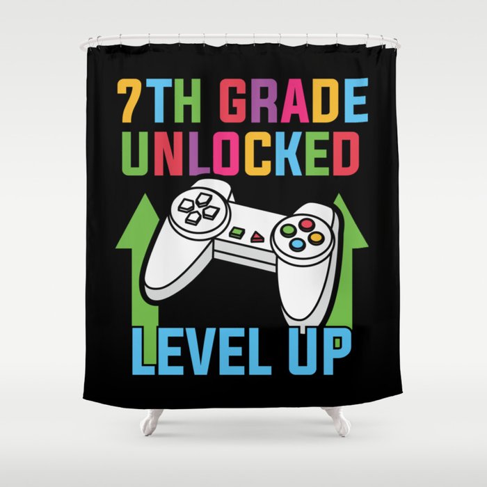 7th Grade Unlocked Level Up Shower Curtain