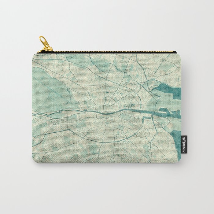 Dublin Map Blue Vintage Carry-All Pouch