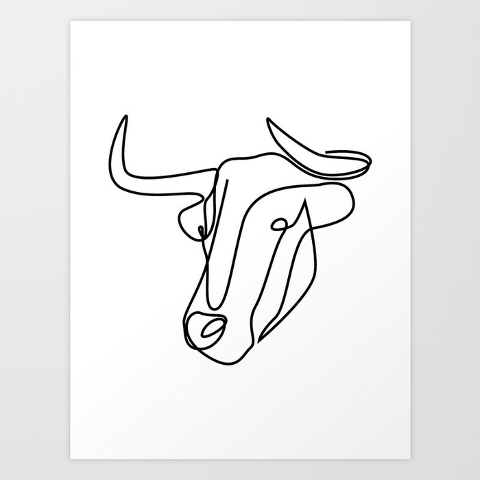 one line bull - hillbilly Art Print