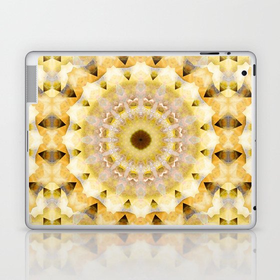 Healing Energy Mandala Art In Yellow And Gray  Laptop & iPad Skin