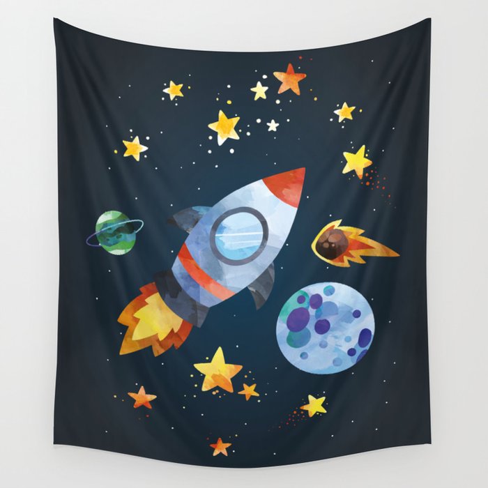 Space rocket Wall Tapestry by Piccalilli Prints Society6