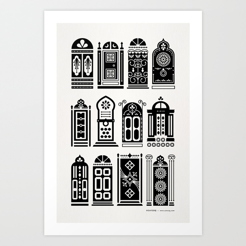 Moroccan Doors Black Palette Art Print By Catcoq Society6