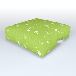 Apple Green And White Doodle Palm Tree Pattern Outdoor Floor Cushion