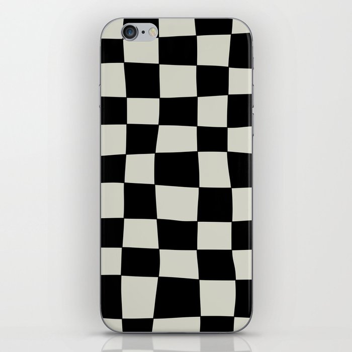 Hand Drawn Checkerboard Pattern (black/cream) iPhone Skin