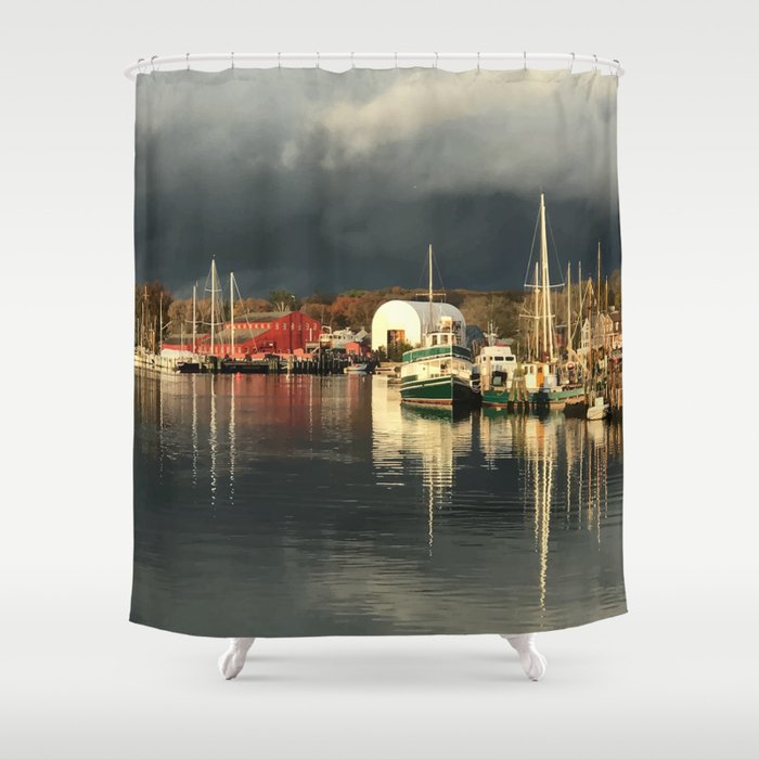 Shoreline Reflections Before the Storm Shower Curtain