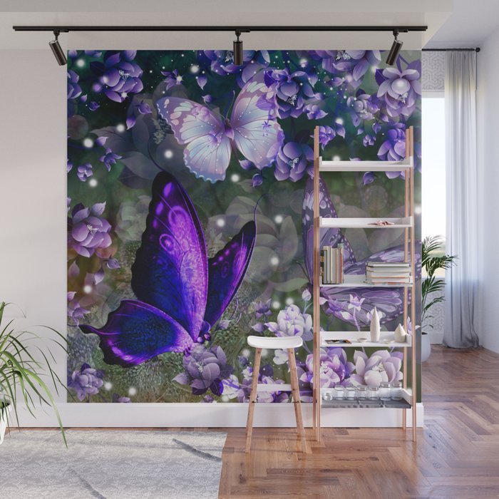 Lavender Butterfly Garden  Wall Mural