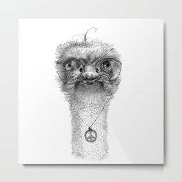 Hippie Ostrich G098 Metal Print