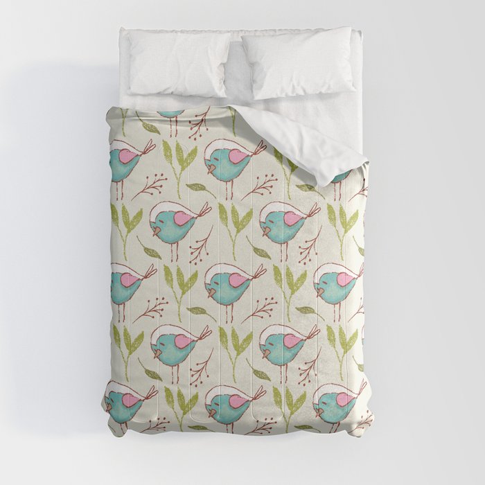 Cute Turquoise Bird Comforter