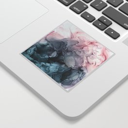 Blush and Payne's Grey Flowing Abstract Painting Sticker