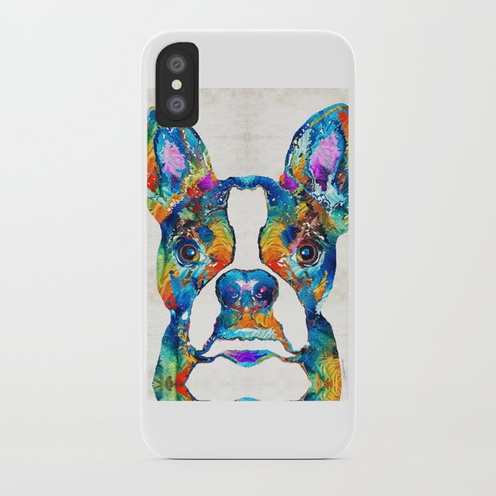 Colorful Boston Terrier Dog Pop Art Sharon Mings Iphone Case By Colorful Boston Terrier Dog Pop Art Sharon Mings Iphone Case