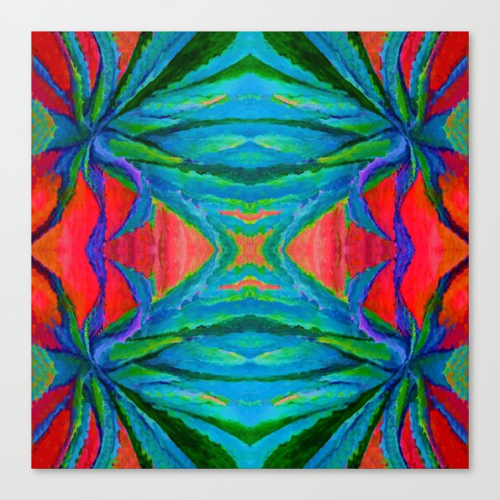 WESTERN MODERN ART OF BLUE AGAVES RED-TEAL Canvas Print