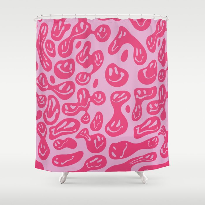 Hot Pink Dripping Smiley Shower Curtain