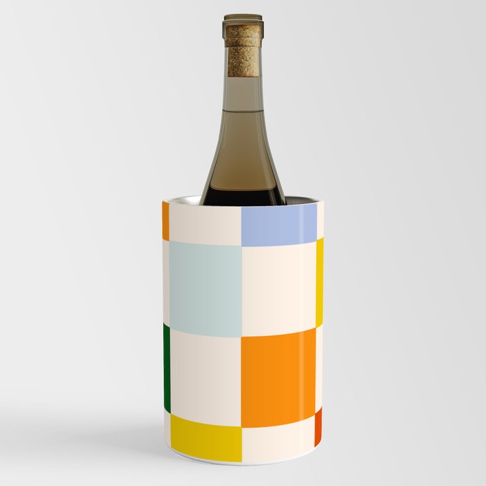 Retro Rainbow Checkerboard  Wine Chiller