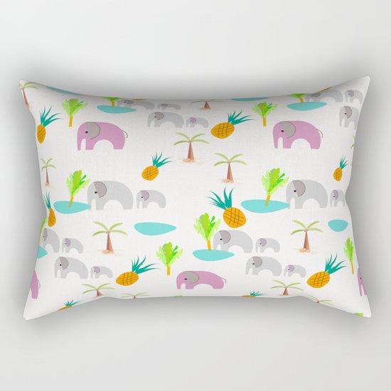 Pink Elephants Rectangular Pillow