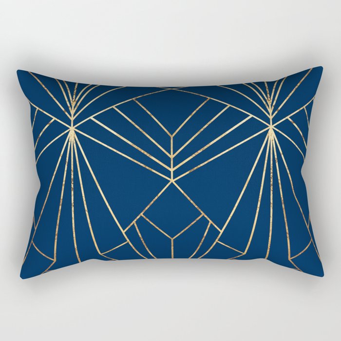 Navy Blue Art Deco - Large Scale Rectangular Pillow