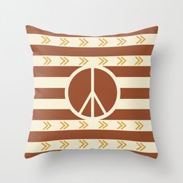 Boho Style Peace Sign Throw Pillow