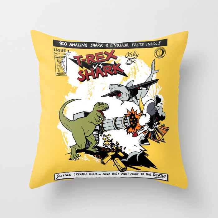 T-Rex VS Shark  Throw Pillow