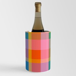 Rainbow Pop Colorful Checked Plaid Pattern Wine Chiller