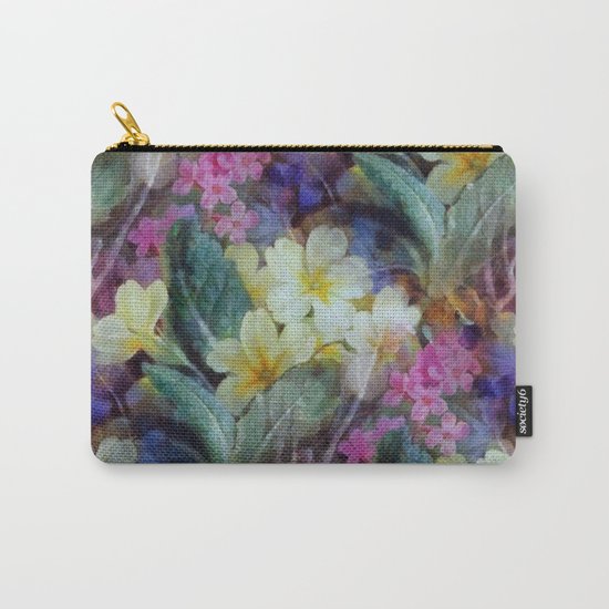 Pink yellow purple floral pattern Carry-All Pouch